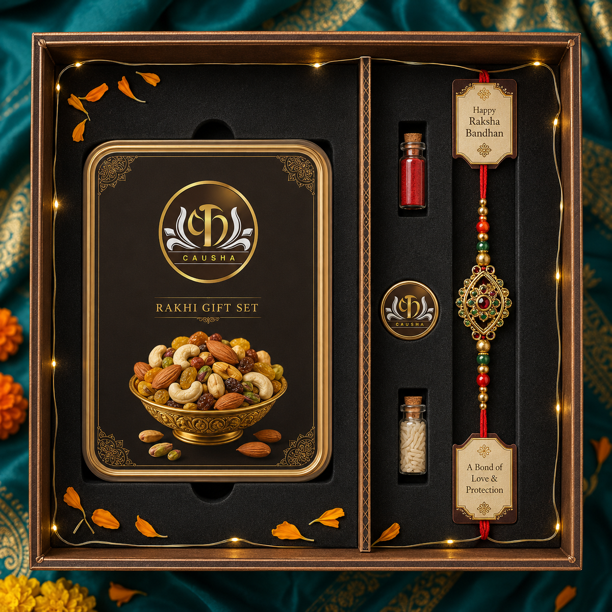 Rakhi & Dry fruit gift set
